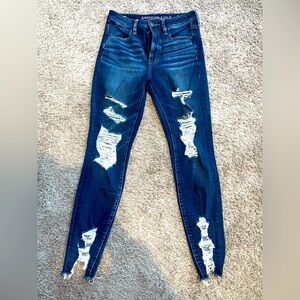 American Eagle Super Super Stretch X4 Distressed Destroyed Skinny Jeans 6 Reg